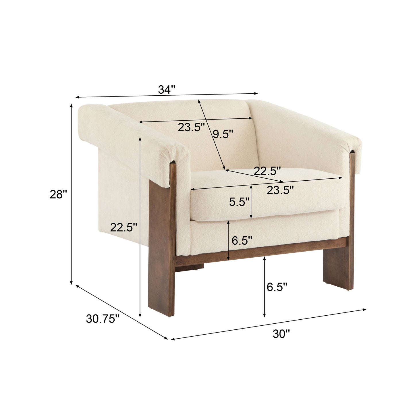 Sierra - Vintage Modern Accent Chair With Deep Cushions And Wide Armrests Noble House