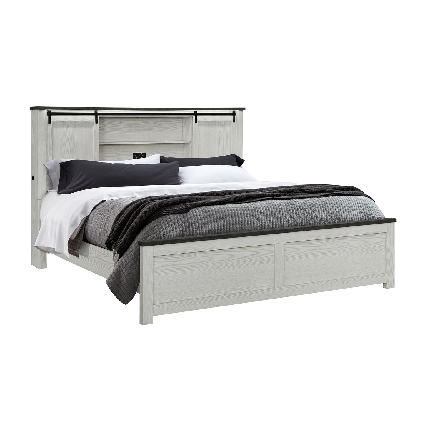 Avery - King Bedroom Set With Bookcase Headboard, Low Profile Bed, Spacious Drawers - Beige Global Furniture USA