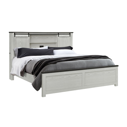 Avery - King Bedroom Set With Bookcase Headboard, Low Profile Bed, Spacious Drawers - Beige Global Furniture USA