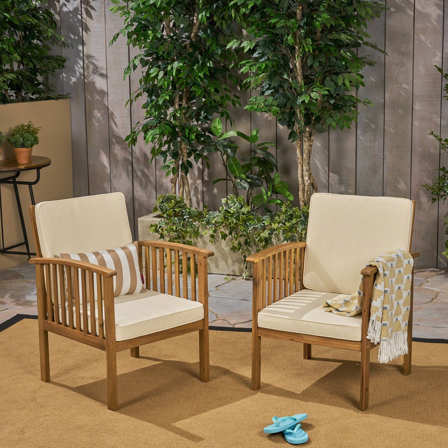 Casa - Acacia Club Chair Coastal Classic Outdoor Seating, Waterproof Fabric Noble House