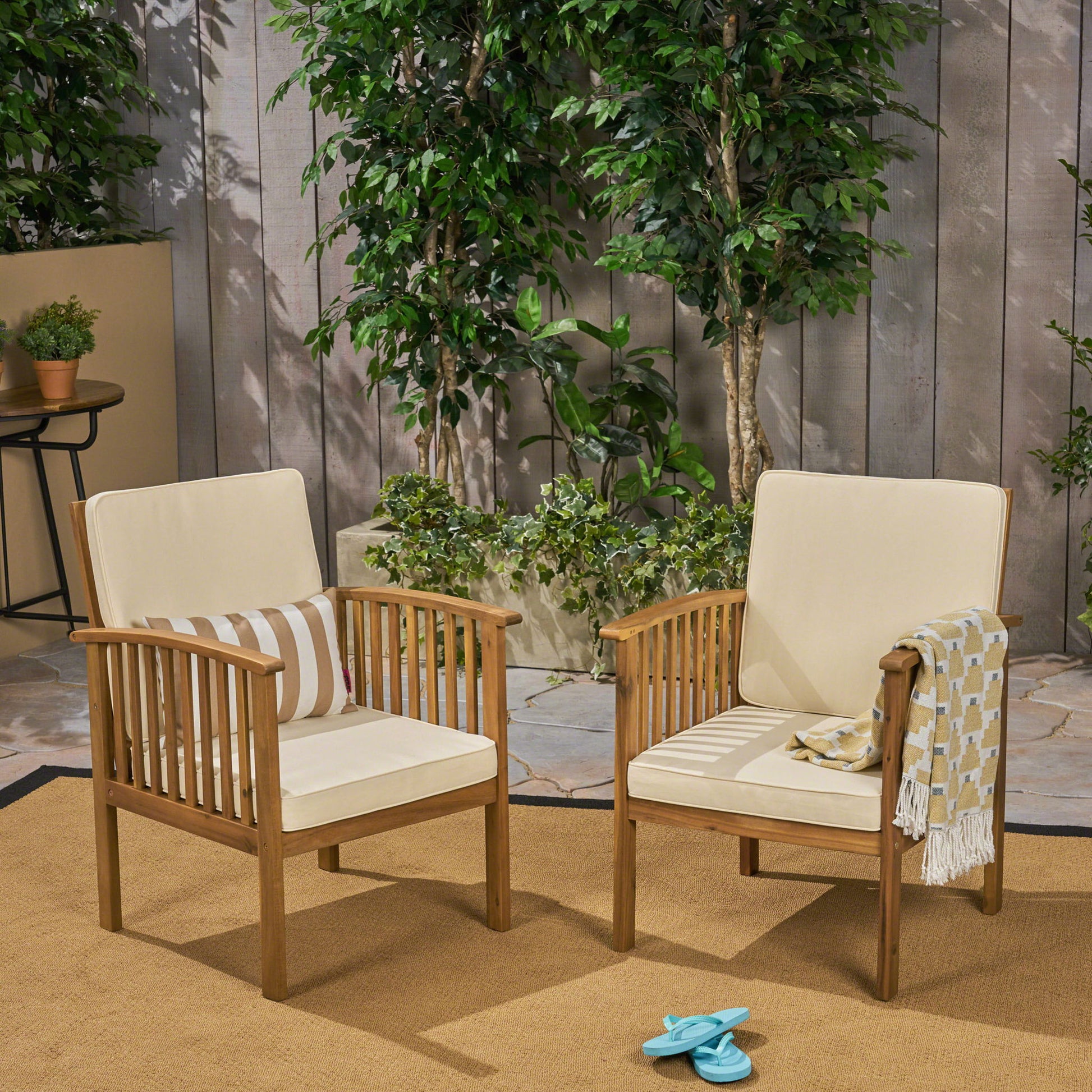 Casa - Acacia Club Chair Coastal Classic Outdoor Seating, Waterproof Fabric Noble House