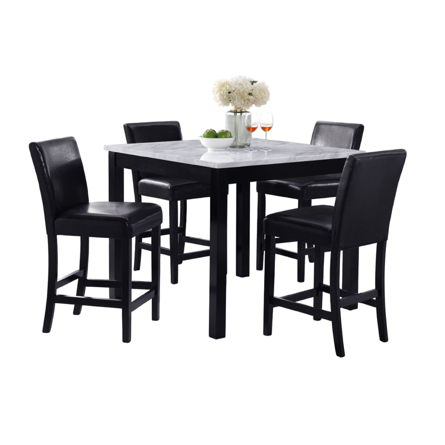 5 Piece Counter Height Dining Set With Table And Upholstered Chairs Home Essentials