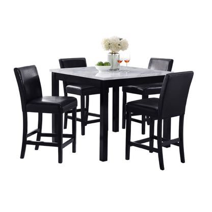 5 Piece Counter Height Dining Set With Table And Upholstered Chairs Home Essentials