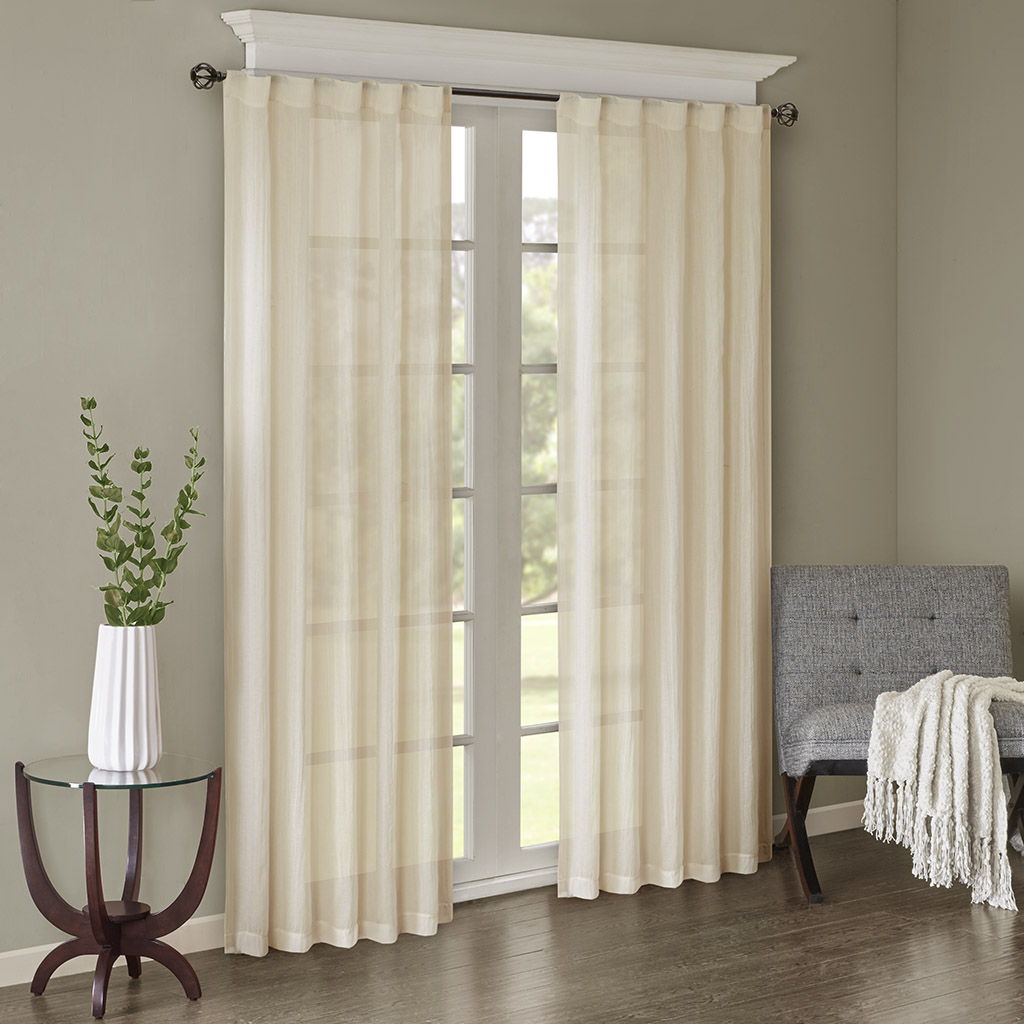 Harper - 84" Solid Crushed Window Panel Pair - Cream Madison Park