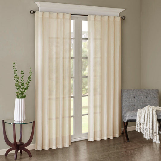 Harper - 84" Solid Crushed Window Panel Pair - Cream Madison Park