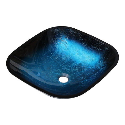 Artistic Vessel Sink With Faucet And Pop Up Drain - Blue Daily Nest