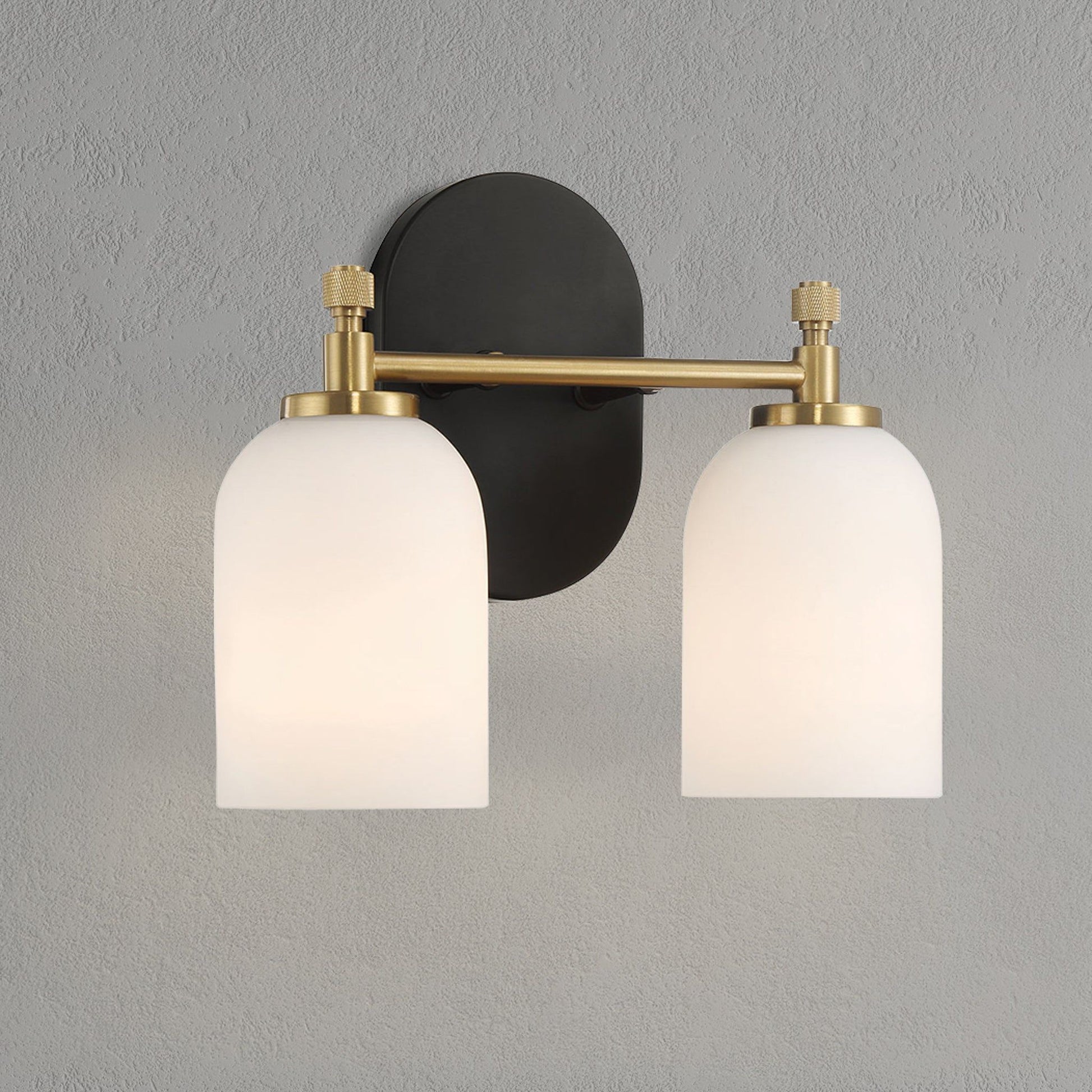 Vortex - 2 Lights Vanity In Traditional Style For Over Bathroom Mirror Wall Sconce - Black / Gold / White Ashcroft Furniture