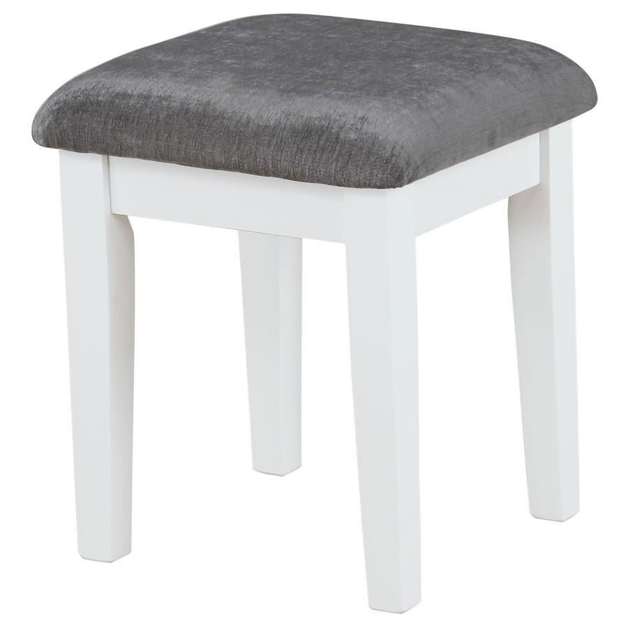 Elijah - Vanity Set With Lighting & Stool - White And Dark Gray