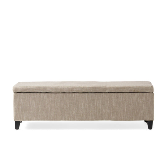 Glouster - Contemporary Storage Ottoman V2 With Upholstered Fabric - Sand Noble House