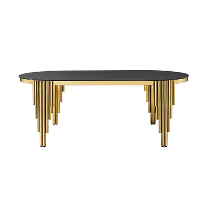 Oval Dining Table With Glass Top And Stainless Steel Base Home Essentials