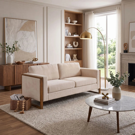 Modern Sofa With Solid Wood Legs, 3 Seater Noble House