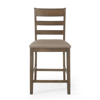 Farmhouse Upholstered Wood Counter Stools Noble House