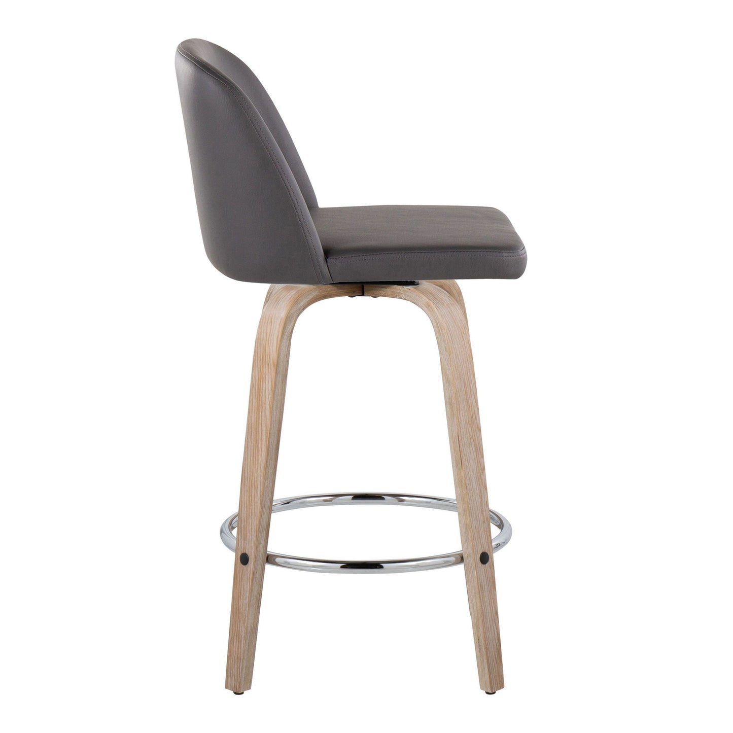 Toriano - Modern Design Fixed Height Counter Stool With Swivel With Round Footrest (Set of 2) Lumi Source