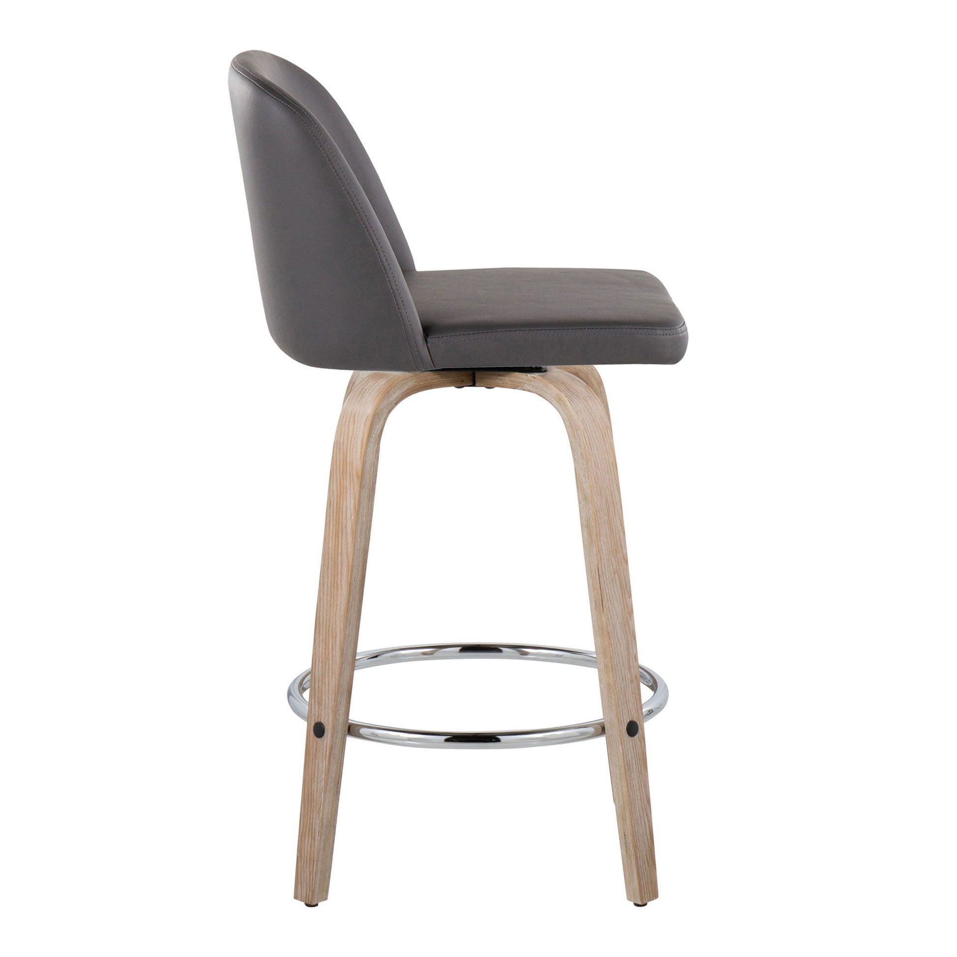 Toriano - Modern Design Fixed Height Counter Stool With Swivel With Round Footrest (Set of 2) Lumi Source