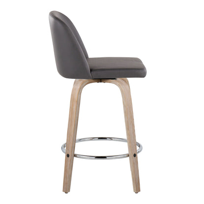 Toriano - Modern Design Fixed Height Counter Stool With Swivel With Round Footrest (Set of 2) Lumi Source