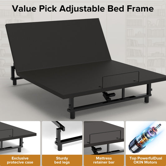 Adjustable Bed Base Frame With Wireless Remote, 4 USB Ports, Under Bed Nightlights, Zero Gravity Daily Nest