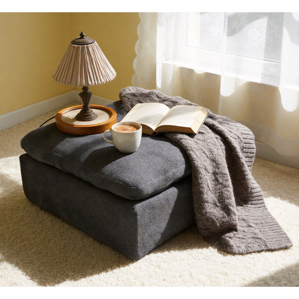 Full Compressed Ottoman - Dark Gray Home Essentials