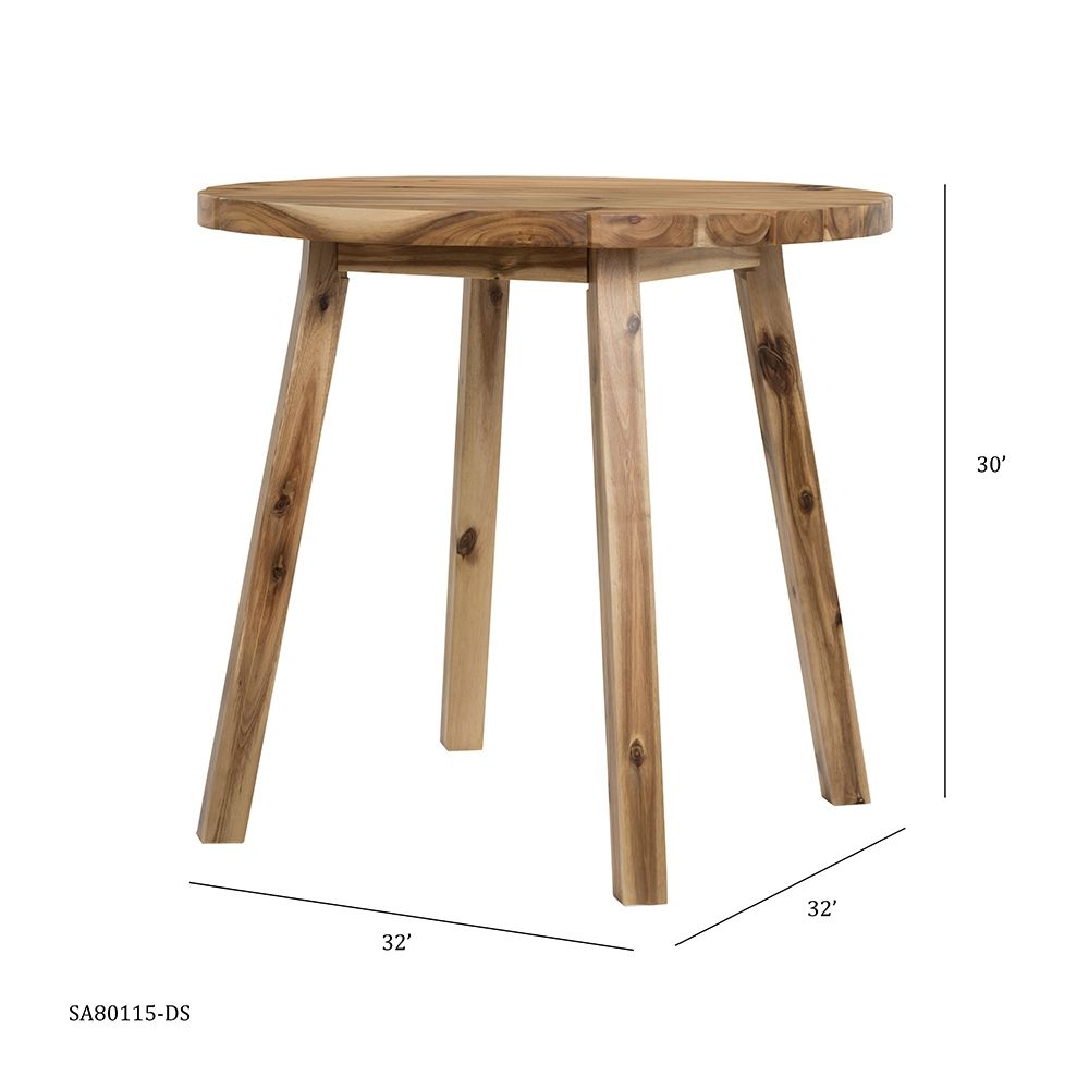 Round Dining Table, Solid Wood - Natural Wood / Brown Home Essentials