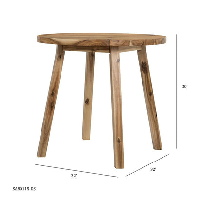 Round Dining Table, Solid Wood - Natural Wood / Brown Home Essentials