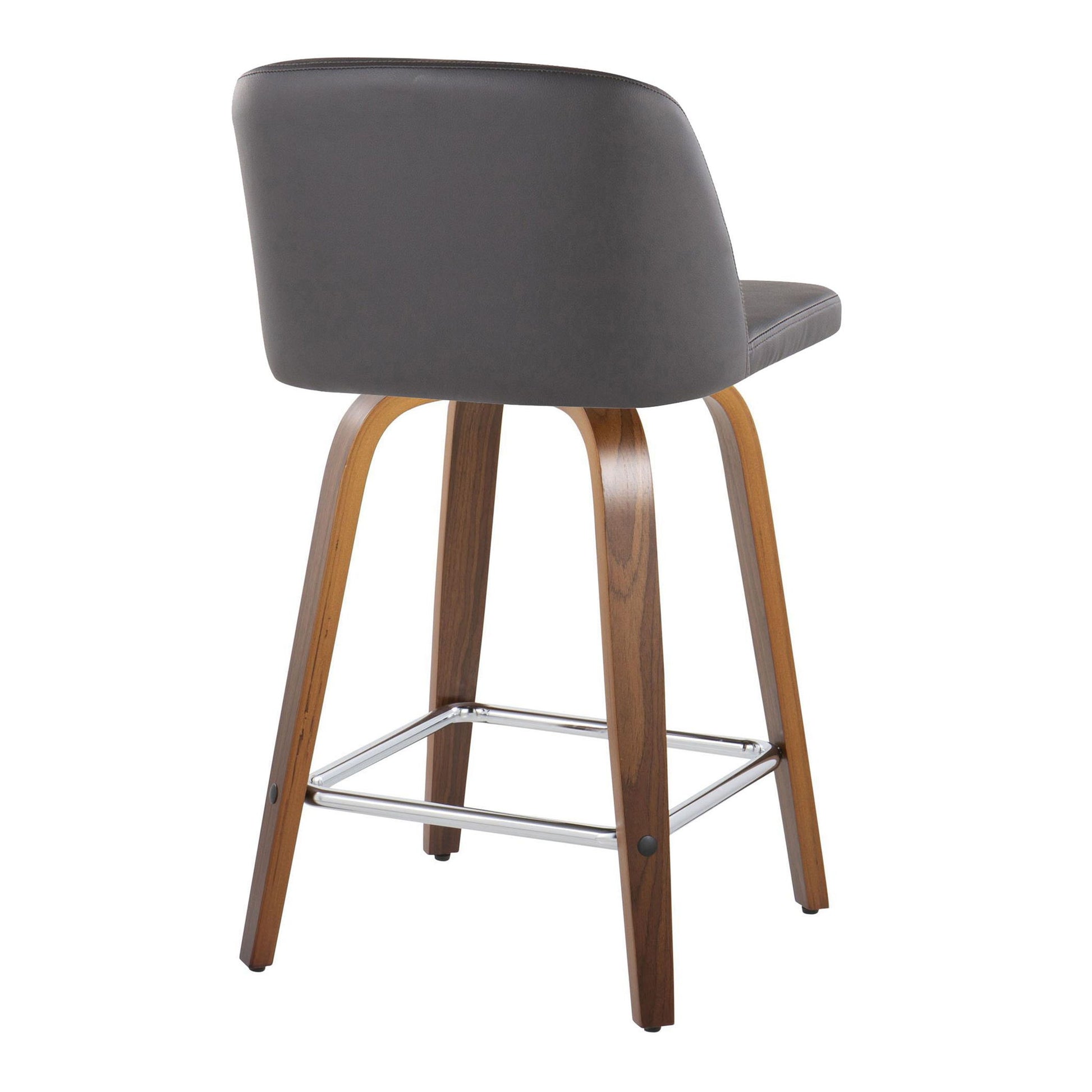 Toriano - Mid Century Modern Fixed Height Counter Stool With Swivel And Square Footrest (Set of 2) Lumi Source
