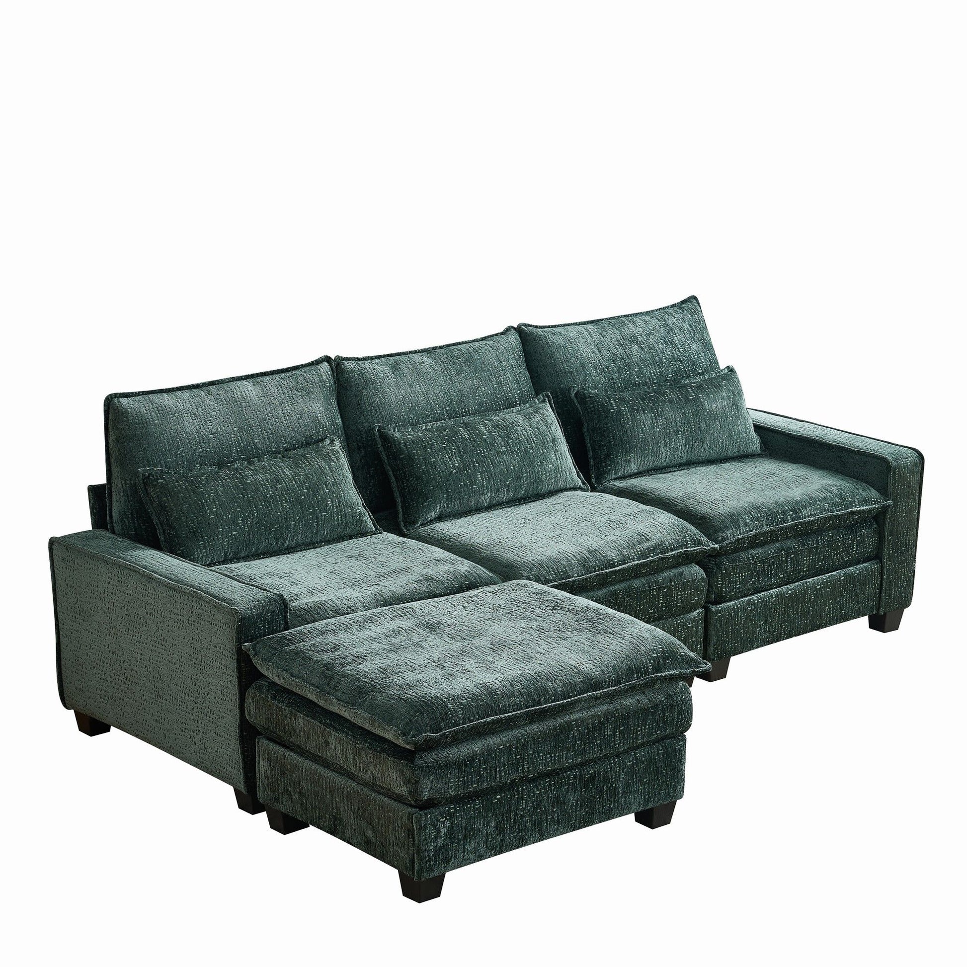 Modern Comfy Chenille L Shaped Sectional Sofa With Movable Ottoman Home Essentials