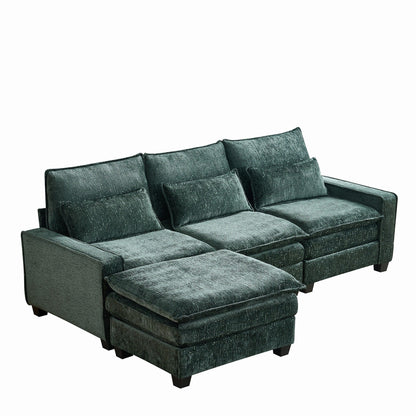 Modern Comfy Chenille L Shaped Sectional Sofa With Movable Ottoman Home Essentials