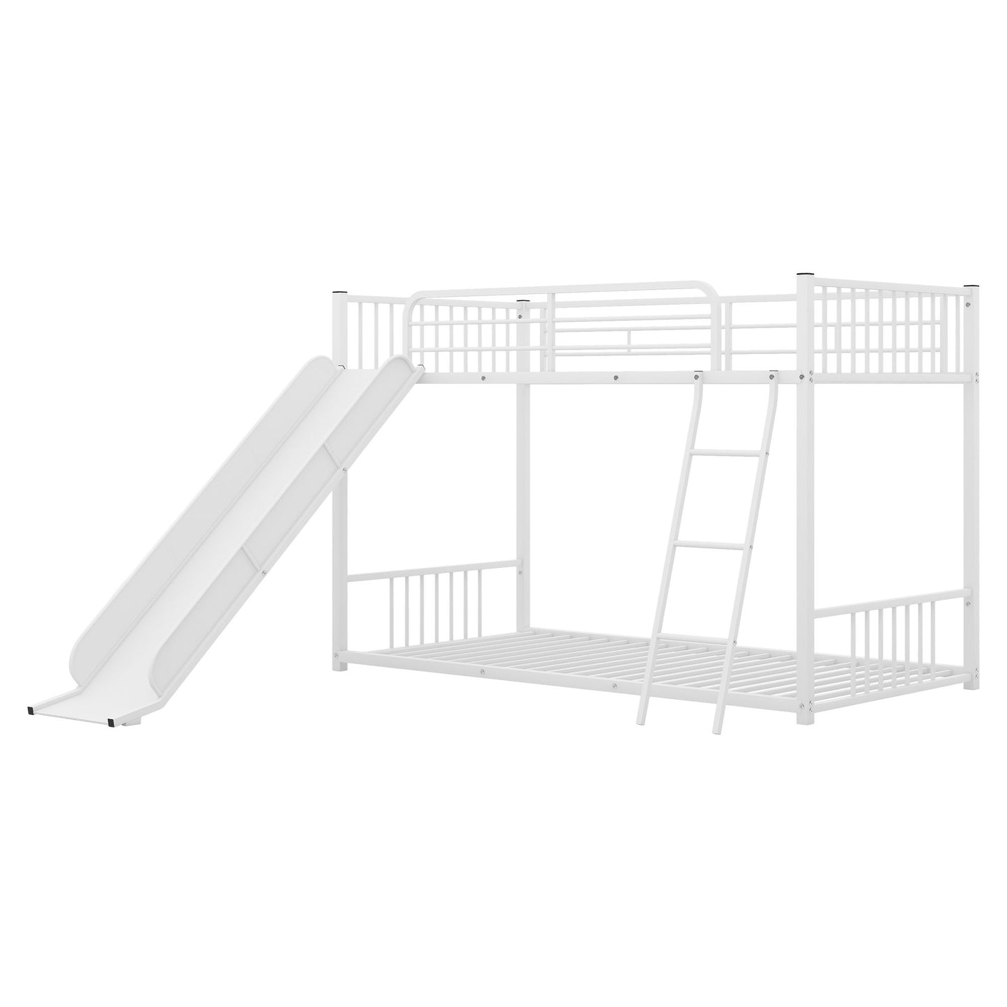 Metal Bunk Bed With Slide, Durable Steel Frame Hearth and Haven