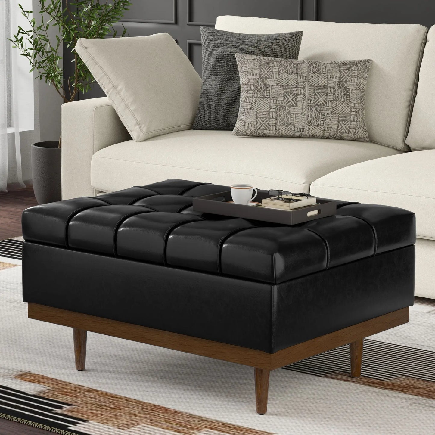 Mariah - Upholstered Lift Top Table Storage Ottoman Simpli-Home