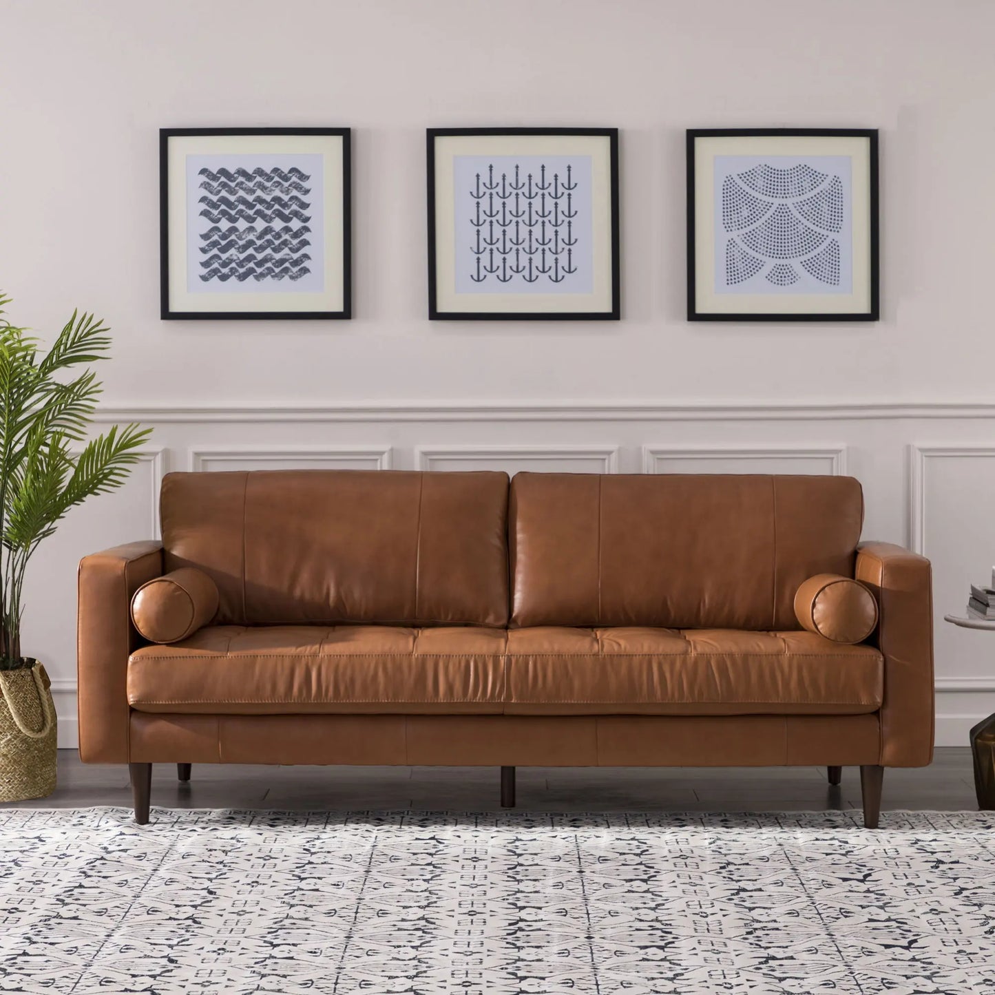 Mid-Century Tufted, Leather Sofa Nicelink