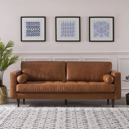 Mid-Century Tufted, Leather Sofa Nicelink
