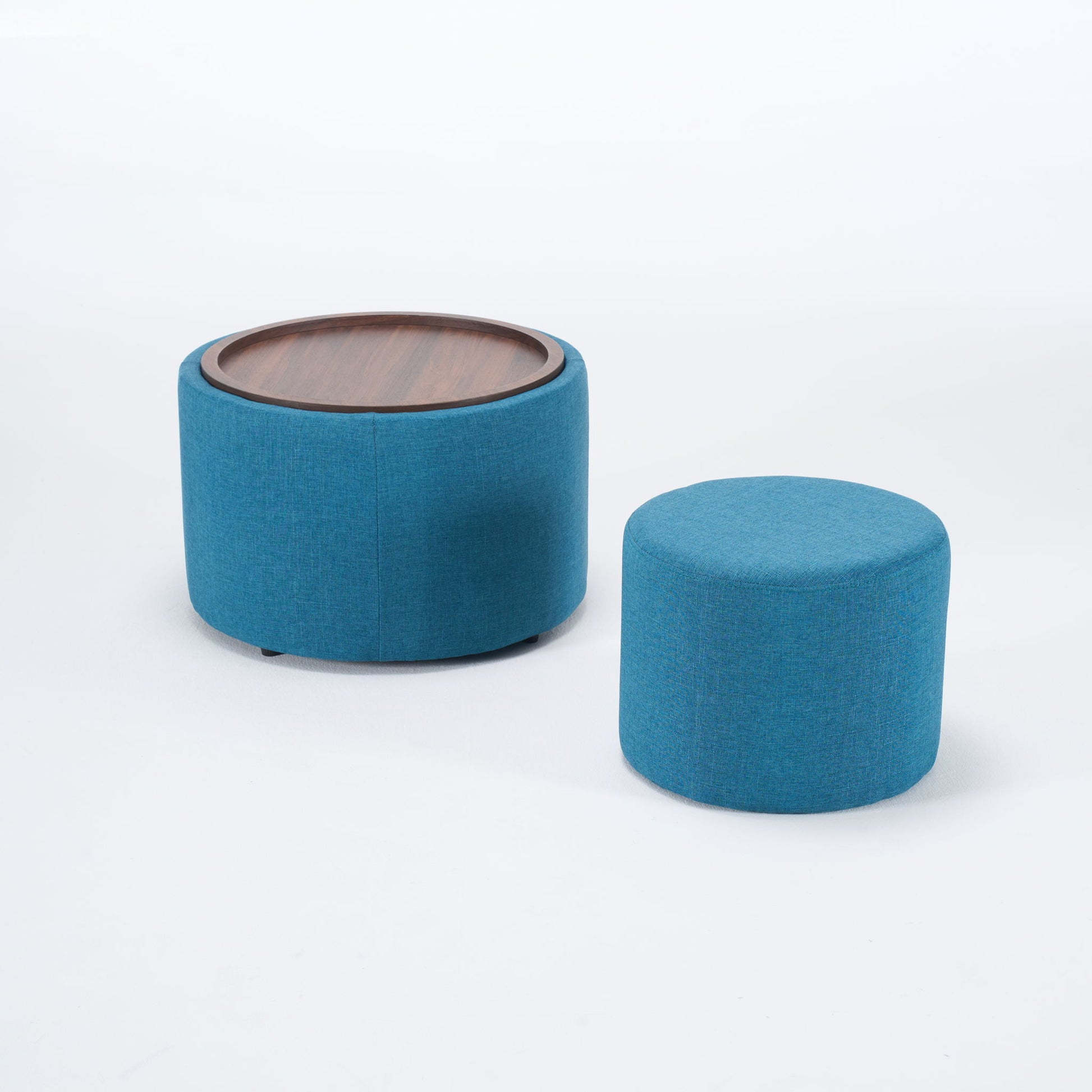 Nesting Ottomans, Round Coffee Table & Bench With Tray (Set of 2) Home Essentials