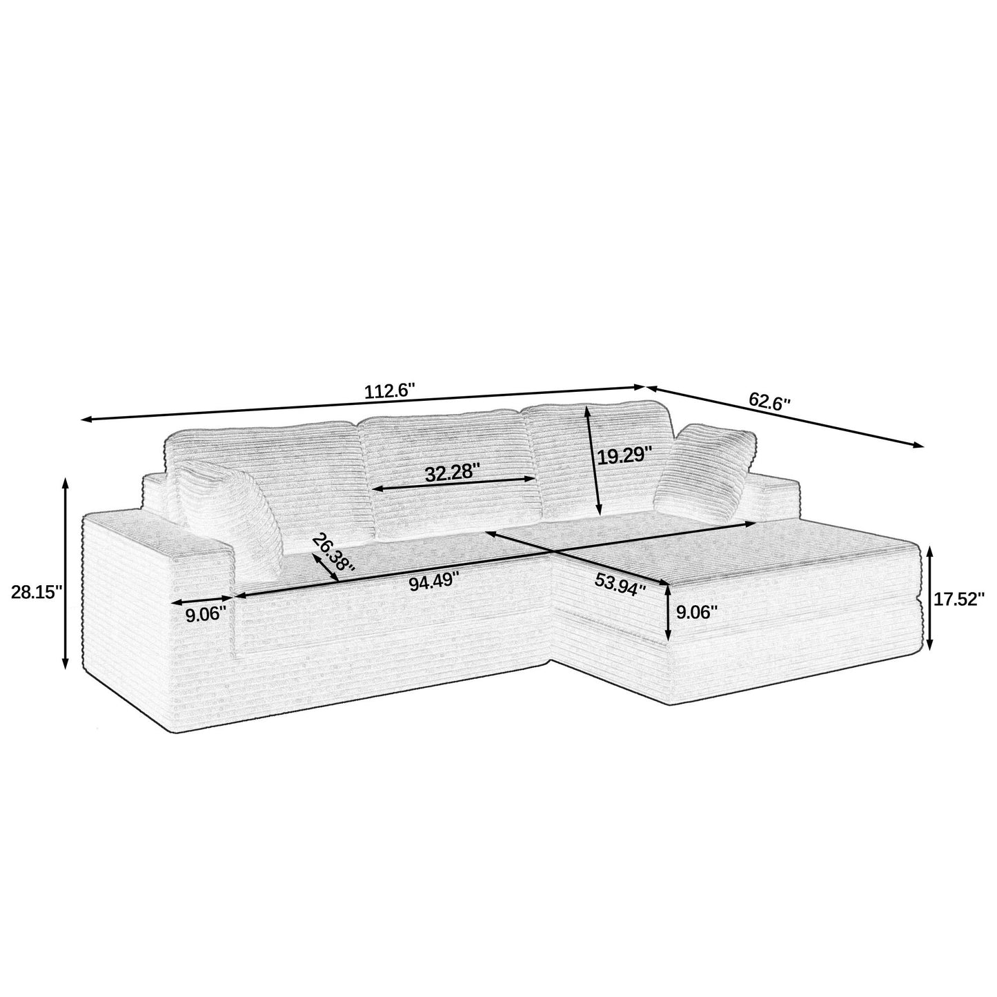 Modern Minimalist L Shape Modular Sectional Sofa, Couch Home Essentials