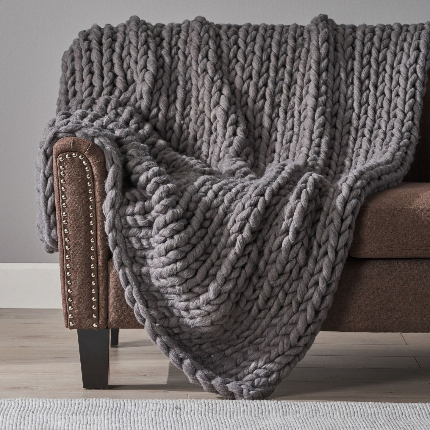 Cozy Knitted Acrylic Throw Blanket With Double Sided Design Noble House