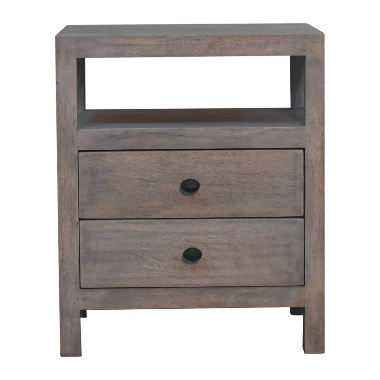 2 Drawer Open Bedside Table - Gray Ash Artisan Furniture