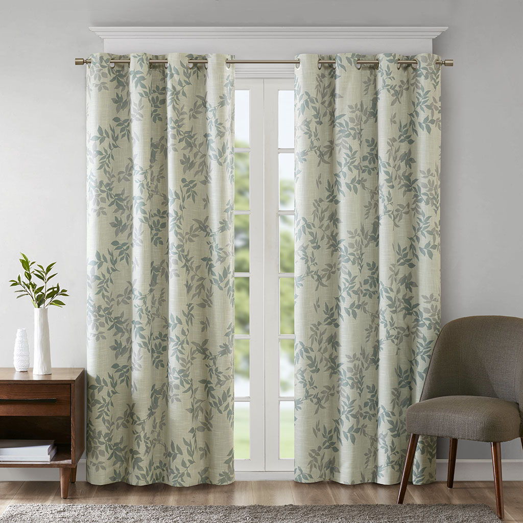 Julie - 95" Printed Botanical Blackout Panel - Aqua SunSmart
