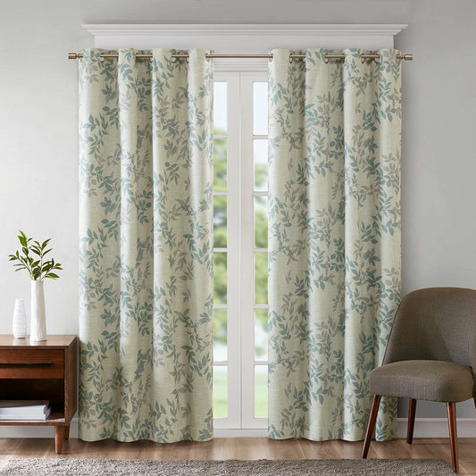 Julie - 95" Printed Botanical Blackout Panel - Aqua SunSmart