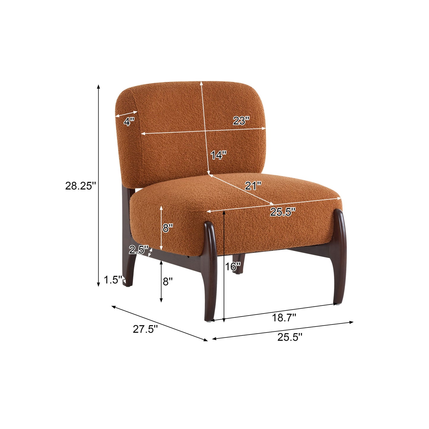Modern Boucle Lounge Chair With Solid Wood Fram Noble House