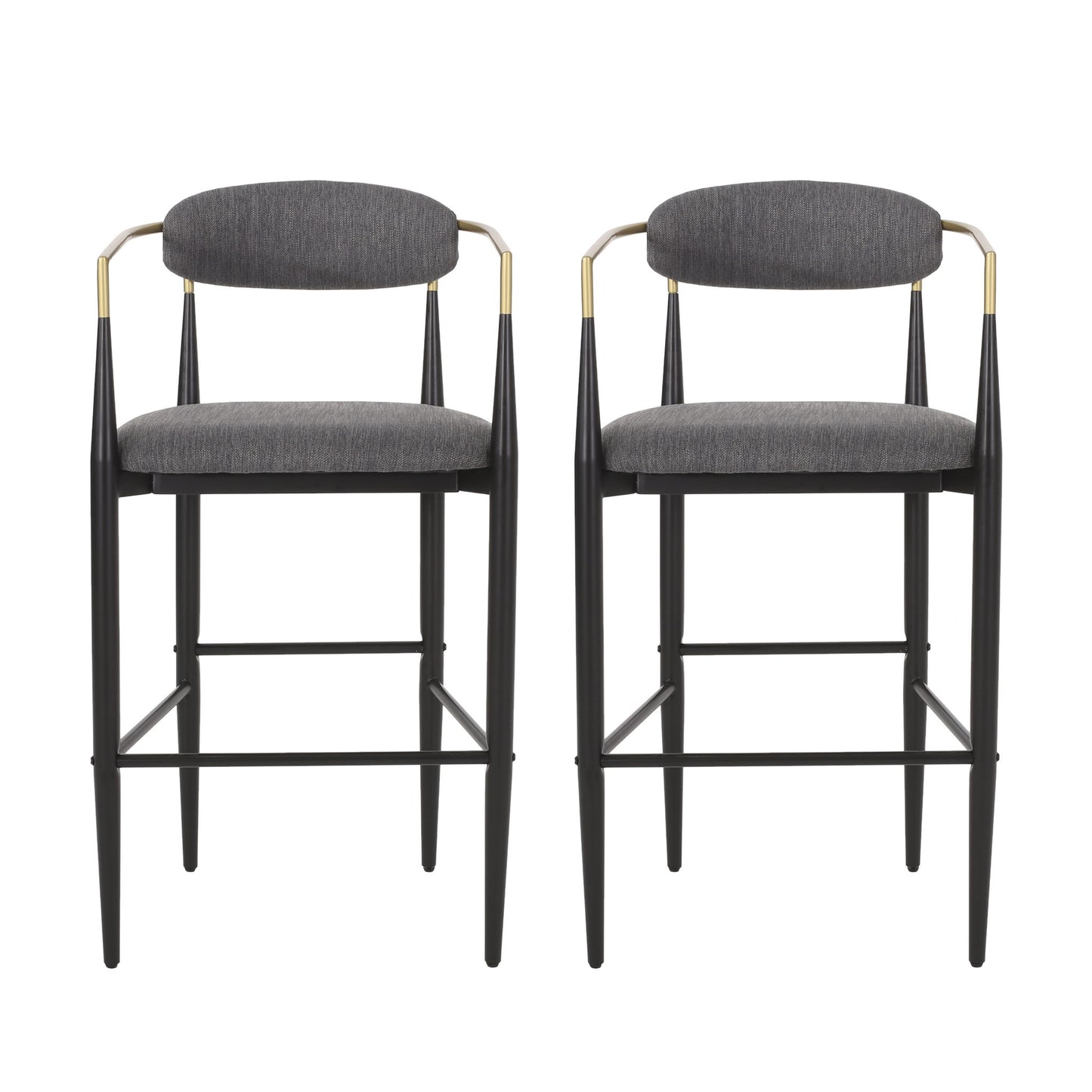 Upholstered Bar Stools With Backs For Kitchen Island (Set of 2) Noble House