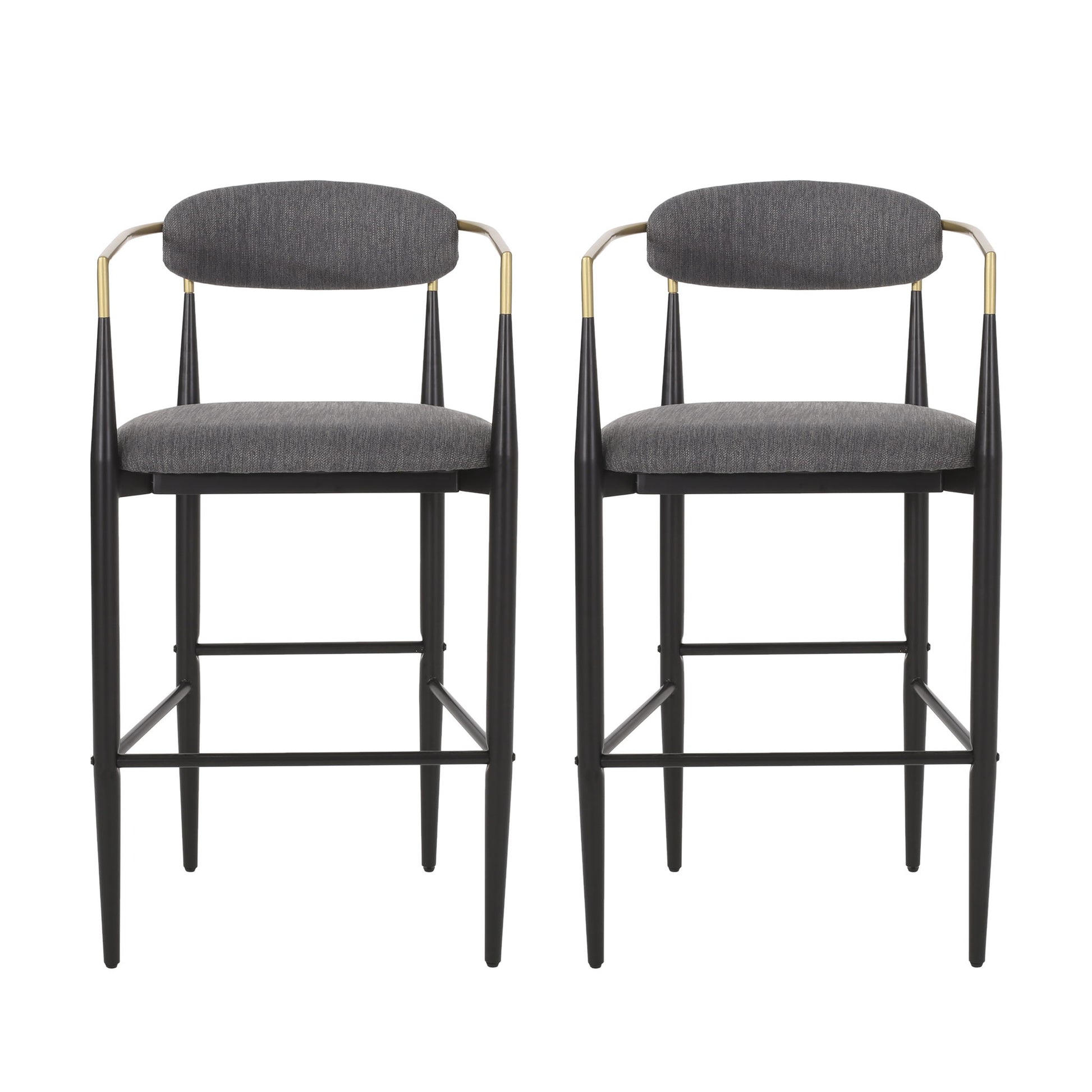 Upholstered Bar Stools With Backs For Kitchen Island (Set of 2) Noble House