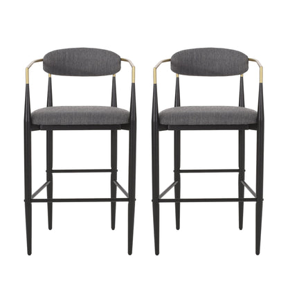 Upholstered Bar Stools With Backs For Kitchen Island (Set of 2) Noble House