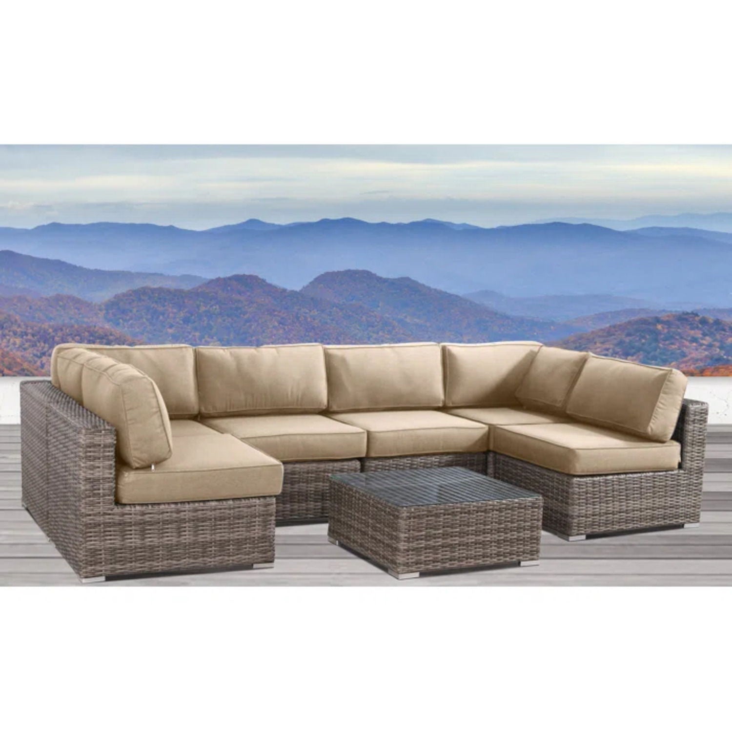 Seating Set With Cushions Handcrafted Wicker Design LSI Patio Furniture