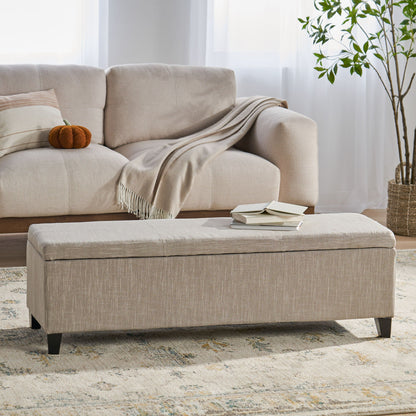 Glouster - Contemporary Storage Ottoman V2 With Upholstered Fabric - Sand Noble House