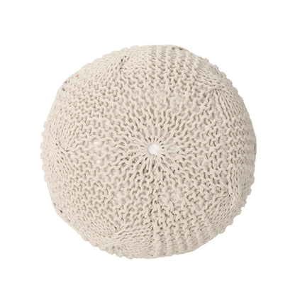 Bordeaux - Knitted Cotton Round Pouf Home Essentials