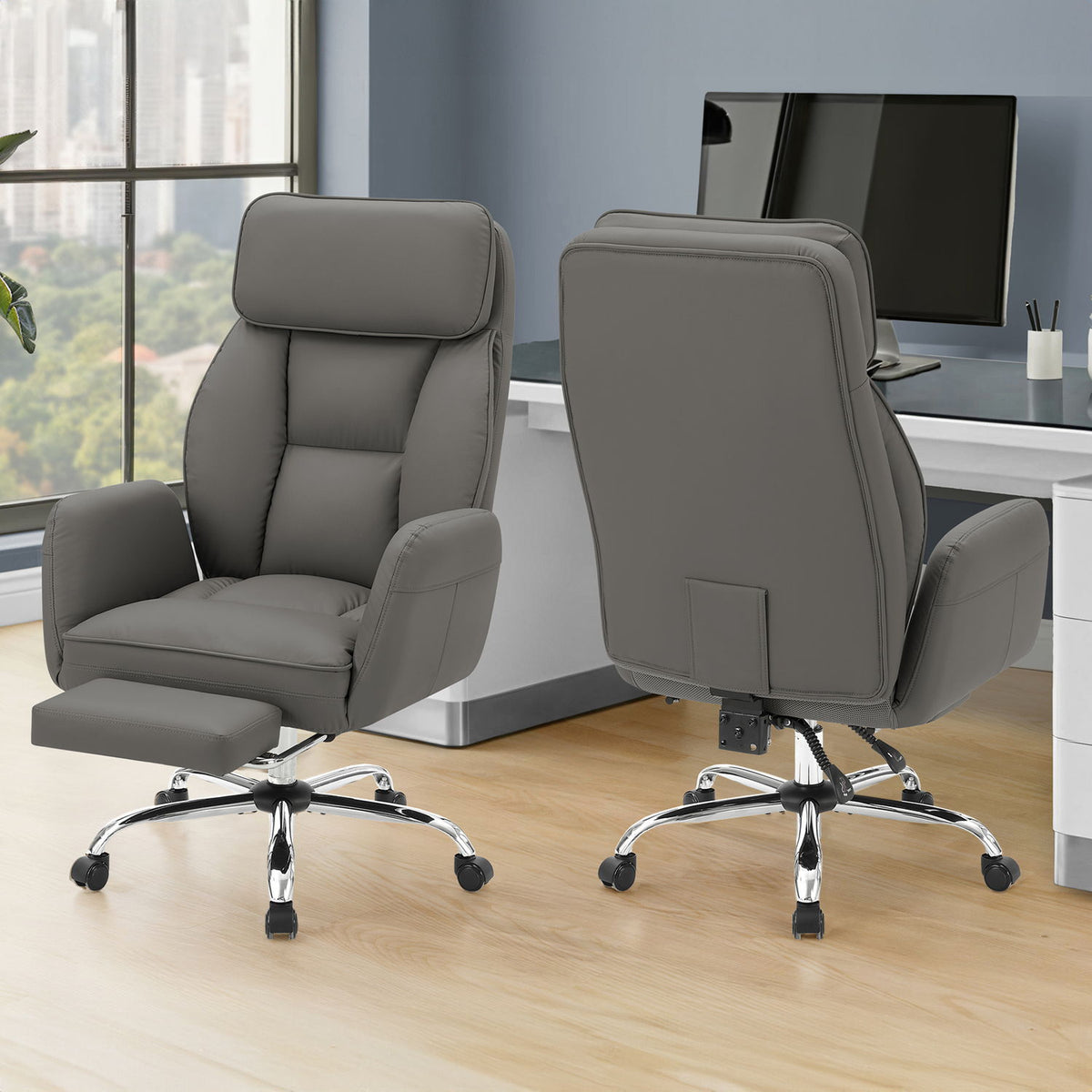 Office Chair With Adjustable Height, Armrests, Ergonomic Design - Dark Gray 8th Street
