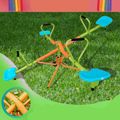 Xss004 Outdoor Playground Four Seats Seesaw For Kids 360 Degree Rotating Sturdy Plastic Seat Seesaw For Kids Seesaw For Kids Age 3+ - Green / Blue Daily Nest