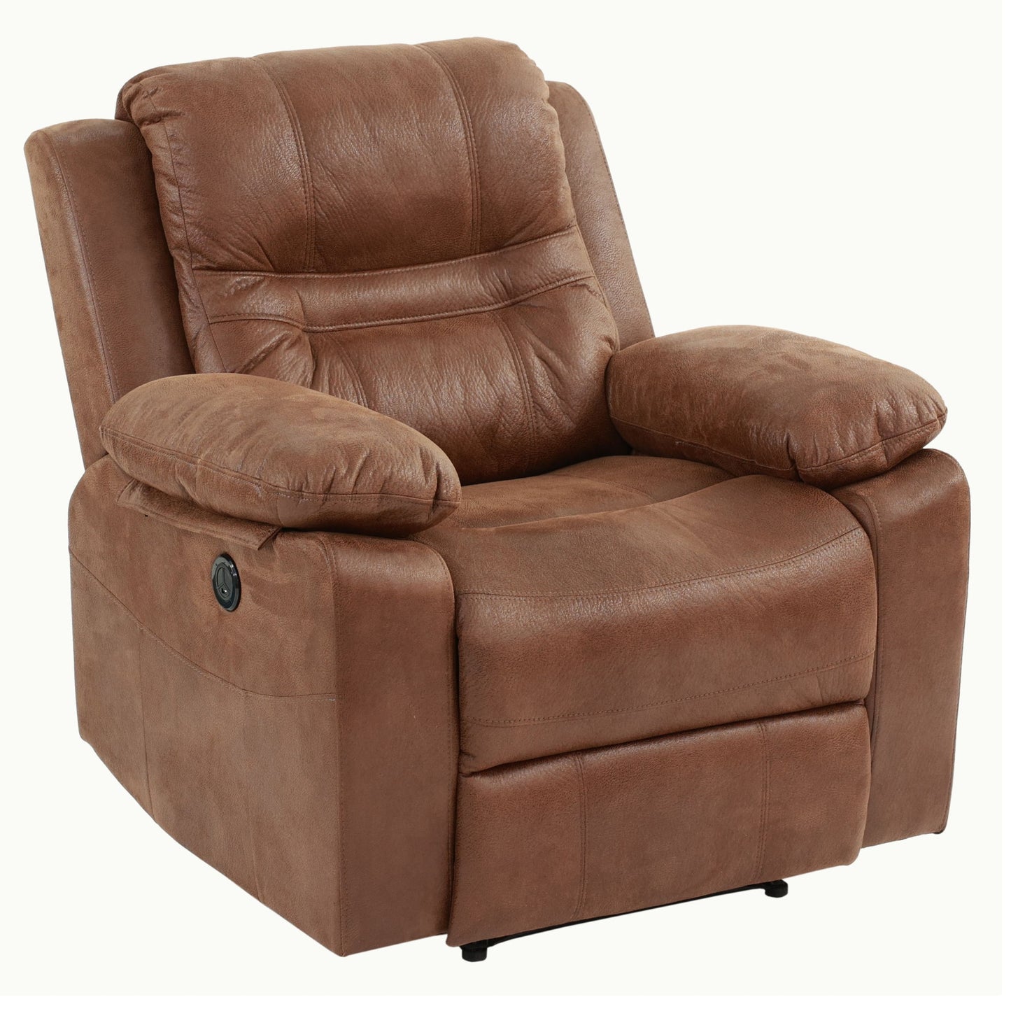 1 Piece Single Power Recliner Pillow Top Arms Cushion Back With USB Port - Dark Brown Home Essentials