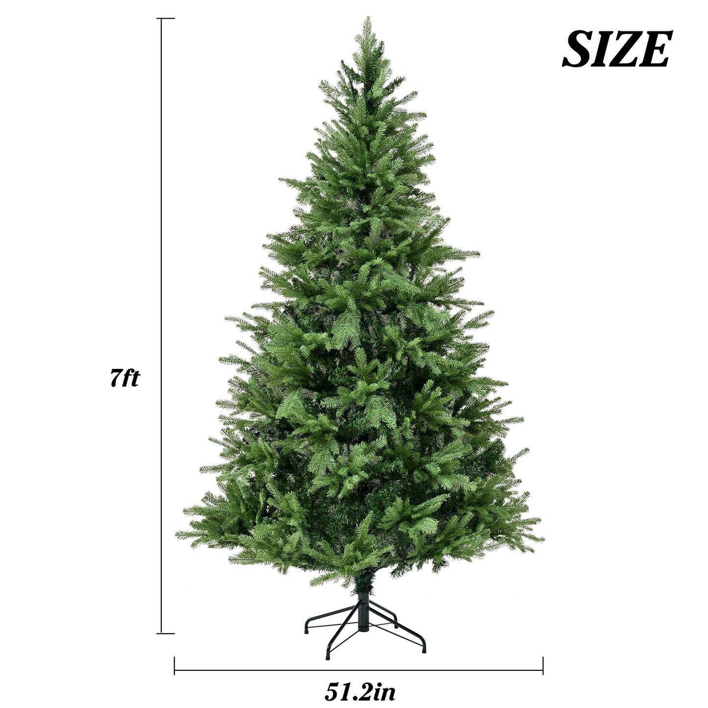 Unlit 7Ft Christmas Tree With Dense Branches, Hinged Design, Realistic Look - Green Daily Nest