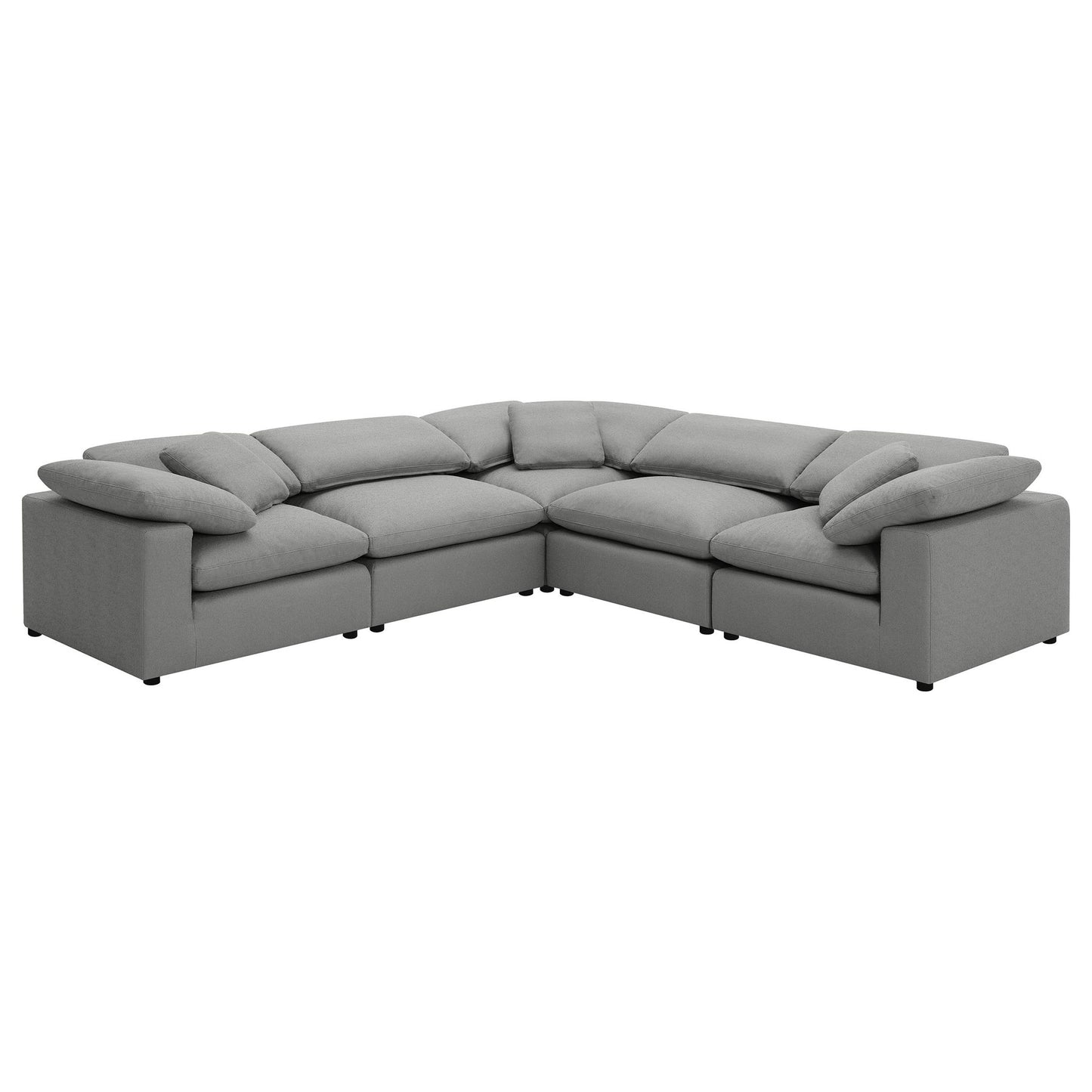 Segoura - 5 Piece Upholstered Modular Sectional With Reclined Back Pillows - Gray Furniture Max