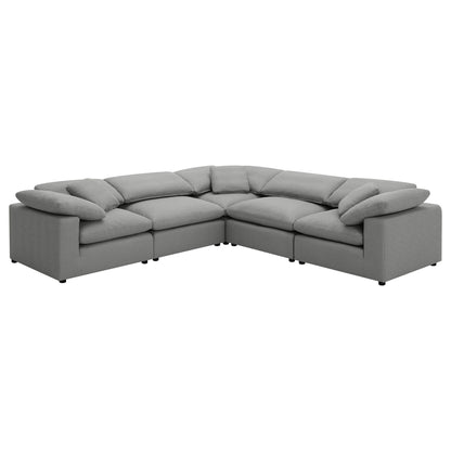 Segoura - 5 Piece Upholstered Modular Sectional With Reclined Back Pillows - Gray Furniture Max
