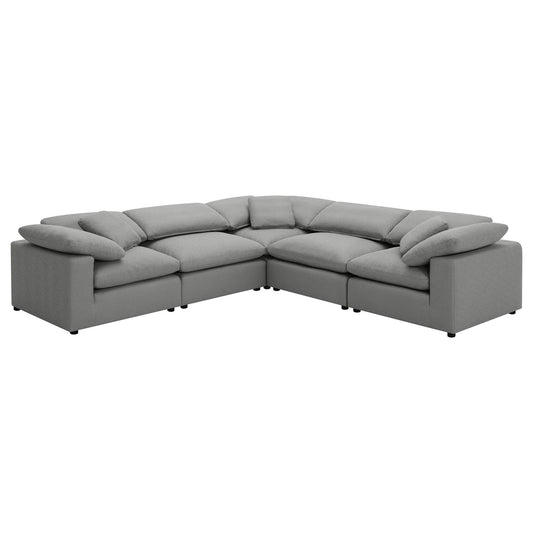 Segoura - 5 Piece Upholstered Modular Sectional With Reclined Back Pillows - Gray Furniture Max
